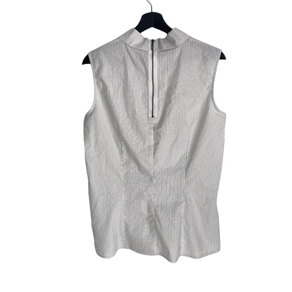 Worthington Striped Sleeveless Ruffle Front Cotton Blend  Blouse L - Picture 3 of 8